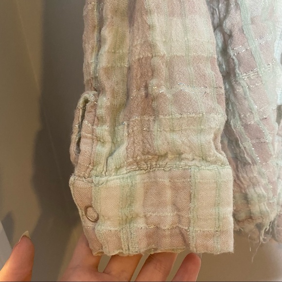 Free People Lela Plaid Metallic Button Down Shirt - Picture 4 of 8